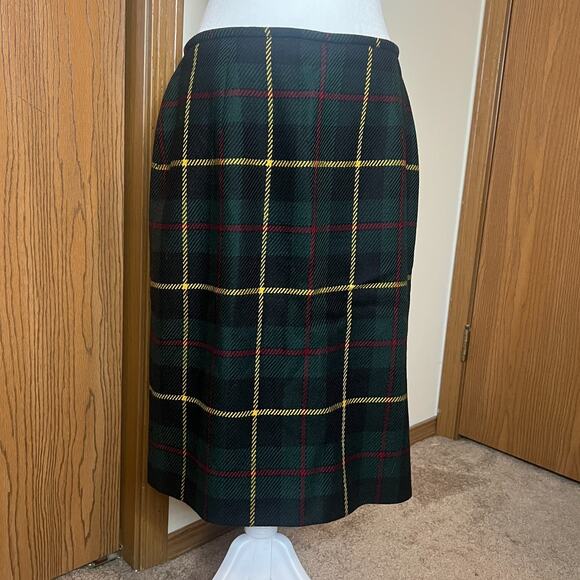 Vtg 90s Wool Blazer & Skirt 2-Pc Suit Size 10 Plaid Academia Professor Holiday - Picture 10 of 16